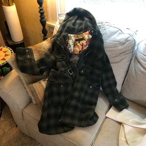 Green plaid peacoat
